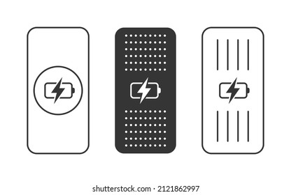 Wireless charger. Wireless charging icons. Phone charge simple signs. Vector images