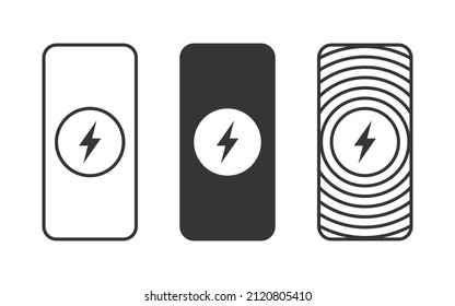 Wireless charger. Wireless charging spot icon. Phone charge simple signs. Vector illustration