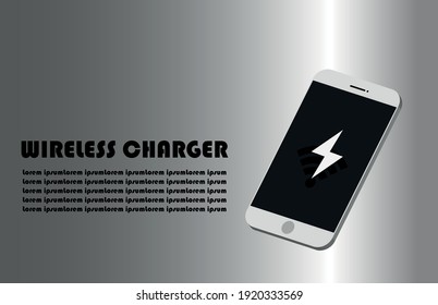 Wireless charger font and sign with 3d sample smartphone