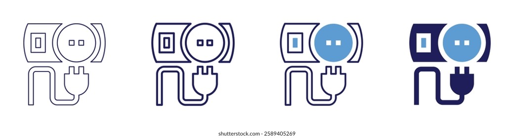 Wireless charger icon in 4 different styles. Thin Line, Line, Bold Line, Duotone. Duotone style. Editable stroke.