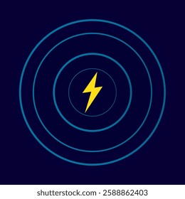 Wireless charger icon. Wireless battery charging. Battery charging sign with lightning and waves. Electromagnetic charger icon. Vector illustration.