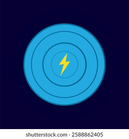 Wireless charger icon. Wireless battery charging. Battery charging sign with lightning and waves. Electromagnetic charger icon. Vector illustration.