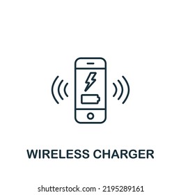 Wireless Charger Icon. Line Simple Icon For Templates, Web Design And Infographics