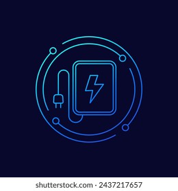 wireless charger icon, linear design