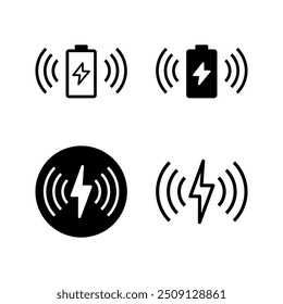 Wireless charger icon set Phone charge simple color editable