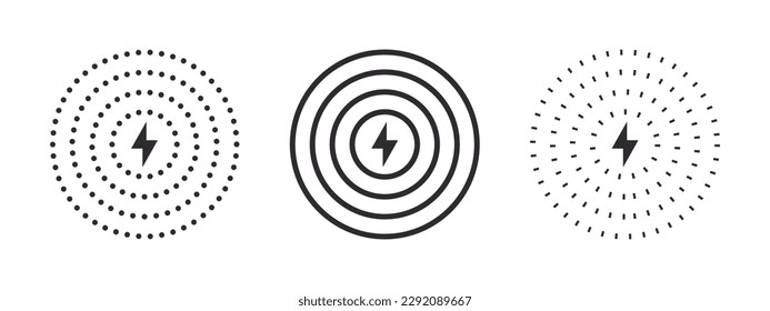 Symbole für drahtlose Ladegeräte. Induktives Ladegerät. Telefonische Ladung einfache Illustration. Vektorskalierbare Grafiken