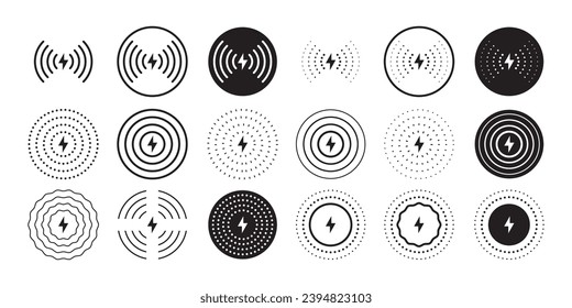 Symbol für drahtlose Ladegeräte eingestellt. Telefonische Ladung einfache Illustration. Vektorskalierbare Grafiken