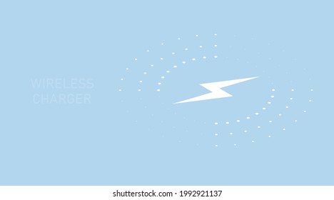 Wireless Charger. Isometric 3d Vector Recharge Symbol For Infographic Illustration. Charging Energy Lightning Icon On Blue Background