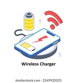 Wireless Charger isometric Colored illustration. EPS File stock illustration