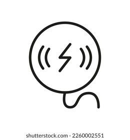 Wireless Charger Line Icon. Power Charge for Mobile Phone Pictogram. Device for Recharge Smartphone Energy Symbol. Wireless Battery with Lightning. Editable Stroke. Isolated Vector Illustration.