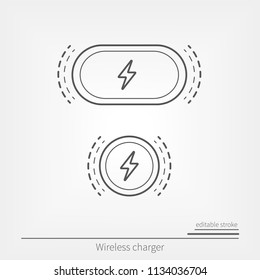 Wireless charger line icons