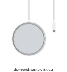 Wireless Charger Mockup Isolated on White Background. Vector Illustration