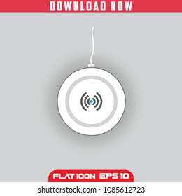 Wireless charger. Realistic White. Flat Icon Vector isolated design. Grey Background