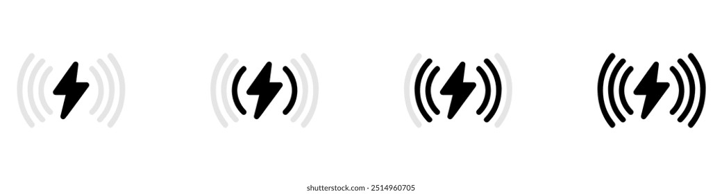 Wireless charger signs. Wireless device charger icons. Wireless charger icons. Fast wireless charging technology. Vector Illustration. EPS 10