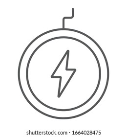 Wireless charger thin line icon, technology and power, wireless energy sign, vector graphics, a linear pattern on a white background, eps 10
