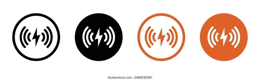 Iconos vectoriales de cargador inalámbrico. Iconos de carga inalámbrica. Conjunto de signos de Vector simple de Recargo de teléfono