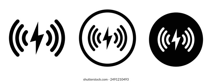 Iconos vectoriales de cargador inalámbrico. Iconos de carga inalámbrica. Señales de Vector simples de Recargo de teléfono