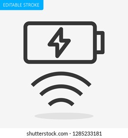Wireless charging battery Editable Stroke Pixel Perfect Icon Vector
