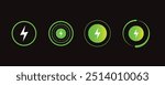 Wireless Charging battery energy variations of icons. Charging icon set