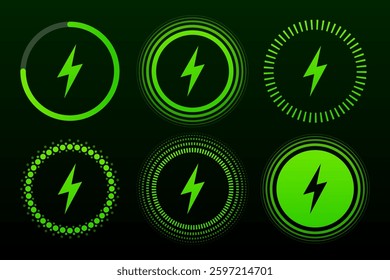 Wireless Charging battery energy variations. Battery power luminous indicators. Vector illustration. - Powered by Shutterstock - Get 15% off with code: PIKWIZARD15