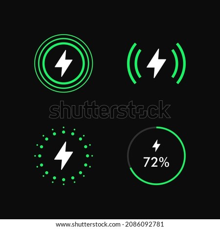 Wireless Charging Battery Energy vector illustration set Stockfoto © 