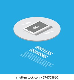 Wireless charging concept for smart technology. Smartphone  charger without cable. Eps10 vector illustration.