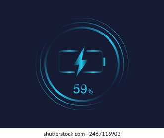 Drahtloses Laden. Symbol für schnelles Aufladen. Abbuchung Symbol für die Batterieanzeige. Batterieenergie auf Niveau. Vektorillustration.