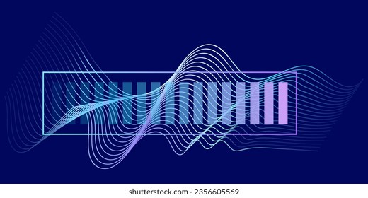 Wireless charging. Graphical representation of battery charging and wave on blue background. Vector image