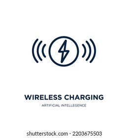 wireless charging icon from artificial intellegence and future technology collection. Thin linear wireless charging, battery, technology outline icon isolated on white background. Line vector wireless