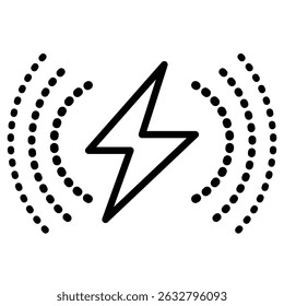 Wireless-Ladesymbol Schwarz-Weiß-Umrissvektor