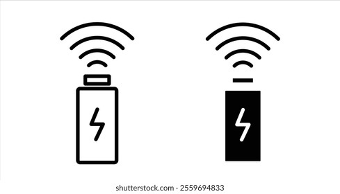 Wireless charging Icon collection in filled and stroke style.