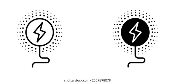 Wireless charging Icon set in black color for ui designs