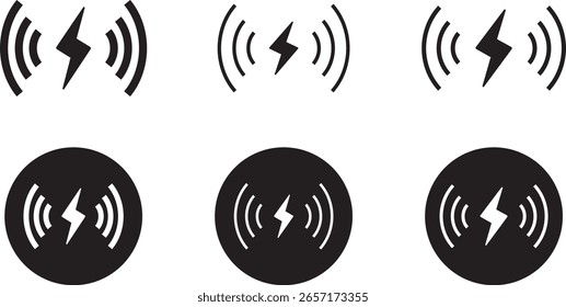 Conjunto de ícones de carregamento sem fio. símbolos de dispositivo para design eficiente, símbolo de ícones de carregamento, bateria, carregador, ilustração de vetor sem fio,
