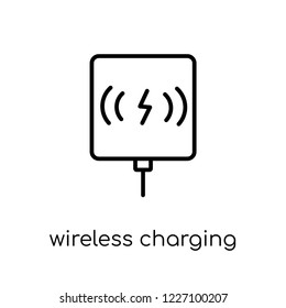 wireless charging icon. Trendy modern flat linear vector wireless charging icon on white background from thin line Artificial Intelligence, Future Technology collection, outline vector illustration