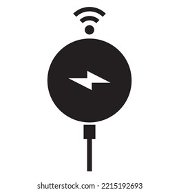 wireless charging icon vector design template in black color isolated sign on white background
