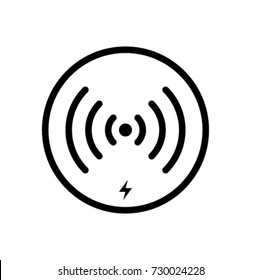 Wireless Charging Icon Vector In Outline Style