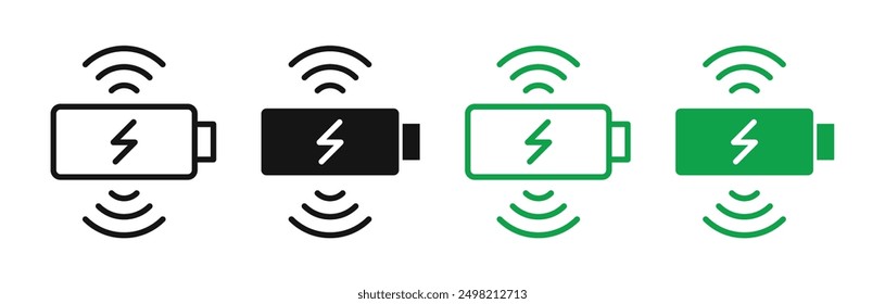 wireless charging iconicon vector collection in outlined and solid style
