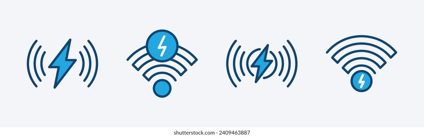 Wireless charging icons. Charge electrical energy wireless icon symbol. Vector illustration