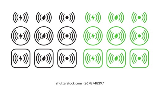 Iconos de carga inalámbrica. Iconos de ubicación de carga inalámbrica