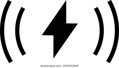 wireless charging lightning and waves. Electromagnetic charger icons. Wireless phone charger vector illustration