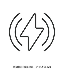 Wireless charging, in line design. Wireless, Charging, Power, Battery, Pad, Device, Technology on white background vector. Wireless charging editable stroke icon.