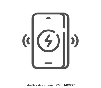 Wireless charging line icon. Charge phone sign. Mobile accessories symbol. Quality design element. Linear style wireless charging icon. Editable stroke. Vector