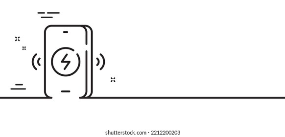 Icono de línea de carga inalámbrica. Carga la señal del teléfono. Símbolo de accesorios móviles. Fondo mínimo de la ilustración de línea. Banner de patrón de icono de línea de carga inalámbrica. Concepto de plantilla web blanca. Vector