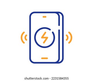 Icono de línea de carga inalámbrica. Carga la señal del teléfono. Símbolo de accesorios móviles. Concepto colorido del contorno de línea delgada. Icono de carga inalámbrica de estilo lineal. Trazo editable. Vector