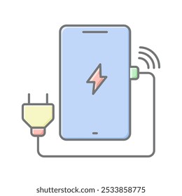 Wireless Charging lineal color icon , vector, pixel perfect, illustrator file