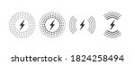Wireless charging linear style. Wireless charging icon concept. Charging icons set for web and animation. Vector illustration