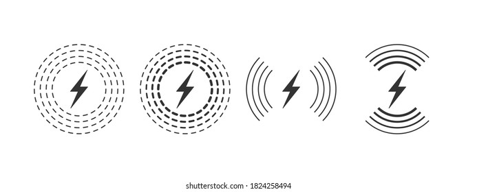 Wireless charging linear style. Wireless charging icon concept. Charging icons set for web and animation. Vector illustration