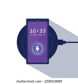 Carga inalámbrica del progreso de la carga de la batería del smartphone