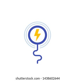 wireless charging station icon on white