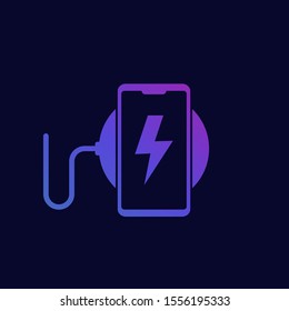 wireless charging station with phone vector icon